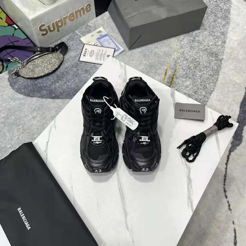 Balenciaga Runner Sneaker in Black Mesh and Nylon for Women Balenciaga Runner Sneaker in Black Mesh and Nylon for Women