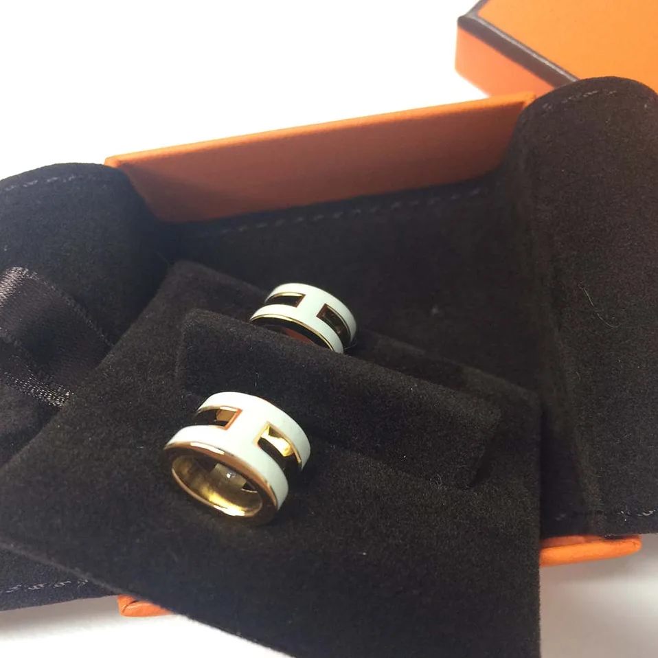 Hermes Pop H Earrings Jewelry White for Women