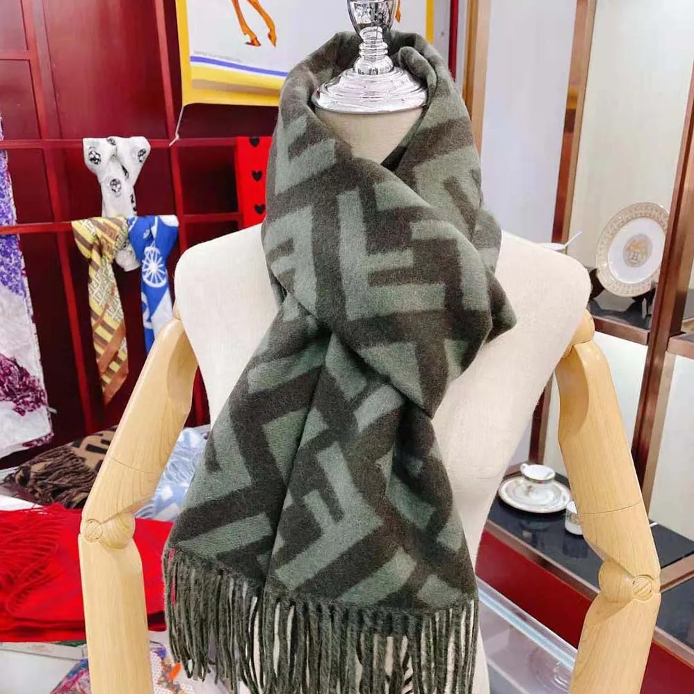 Fendi FF Scarf Green Cashmere Scarf for Women Fendi FF Scarf Green Cashmere Scarf for Women