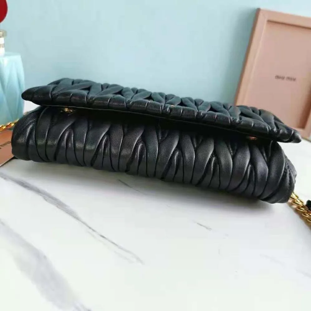Miu Miu Matelasse Nappa Leather Shoulder Bag for Women in Black