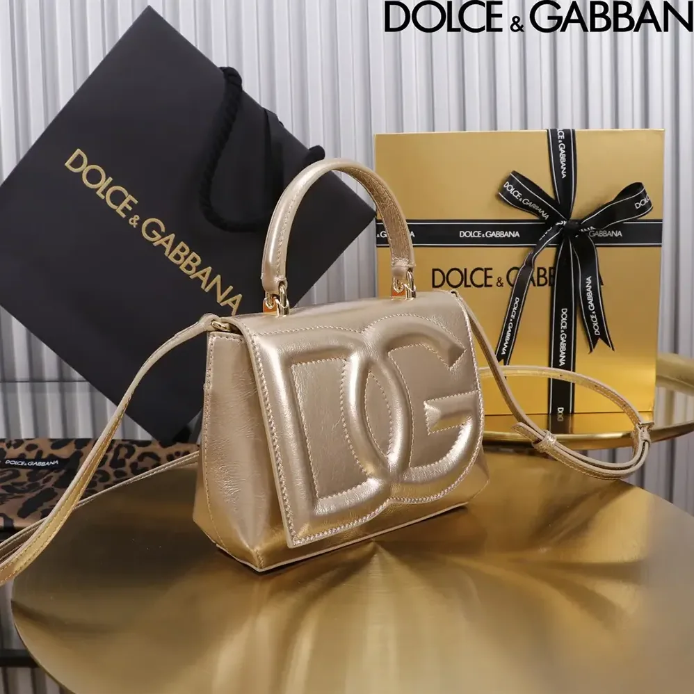 Dolce Gabbana D&G DG Logo Bag Top-handle Bag for Women in Gold Dolce Gabbana D&G DG Logo Bag Top-handle Bag for Women in Gold
