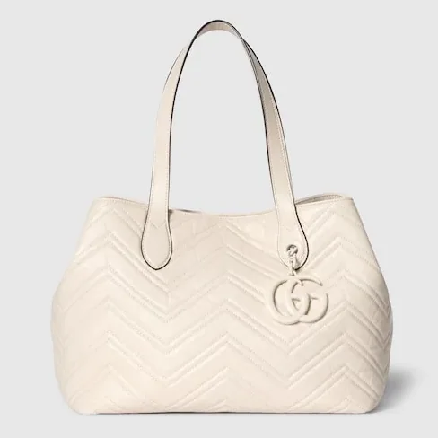 Gucci Marmont Medium Tote Bag in Ivory Tonal Enameled Hardware