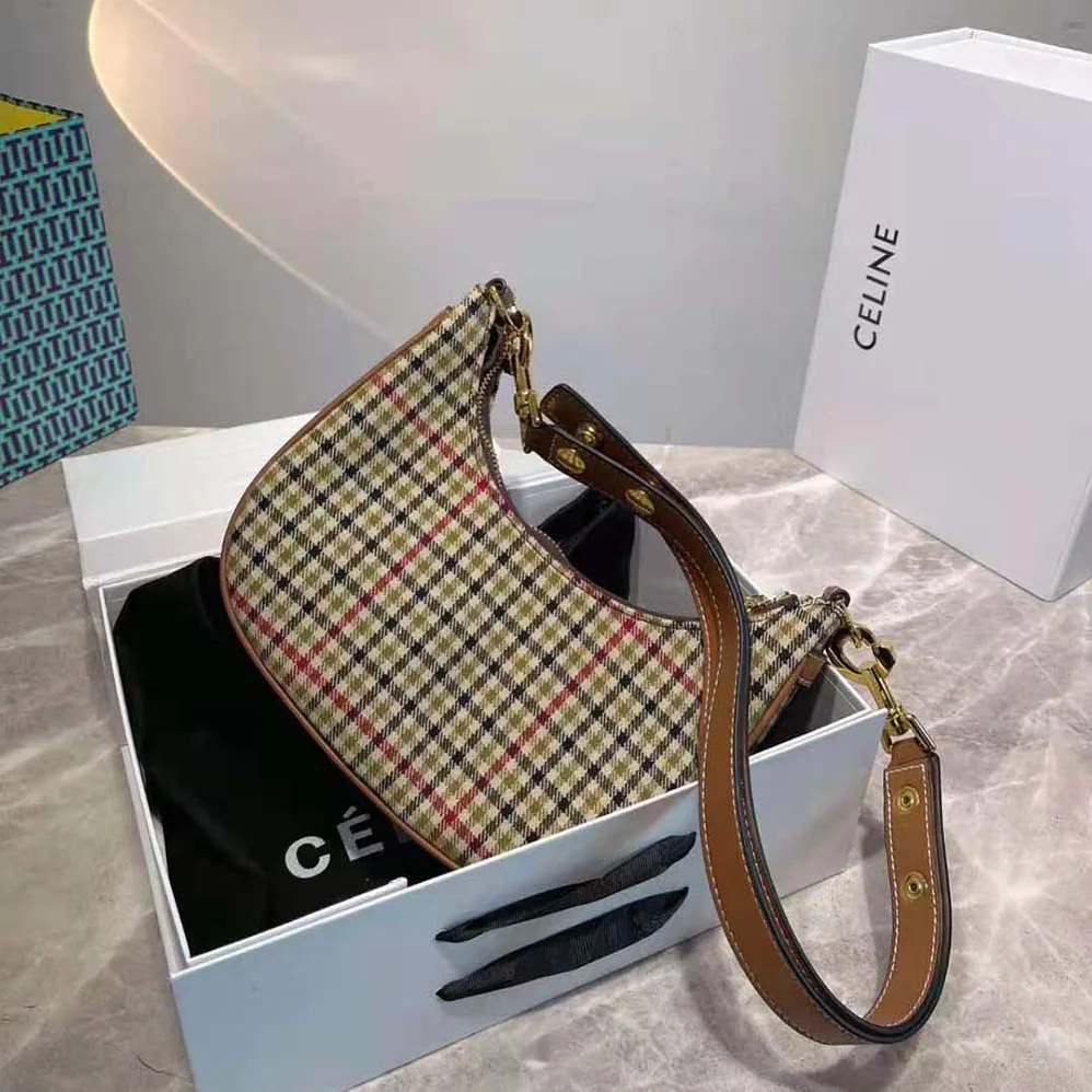 Celine Medium Strap Ava Bag in Textile and Calfskin for Women Celine Medium Strap Ava Bag in Textile and Calfskin for Women