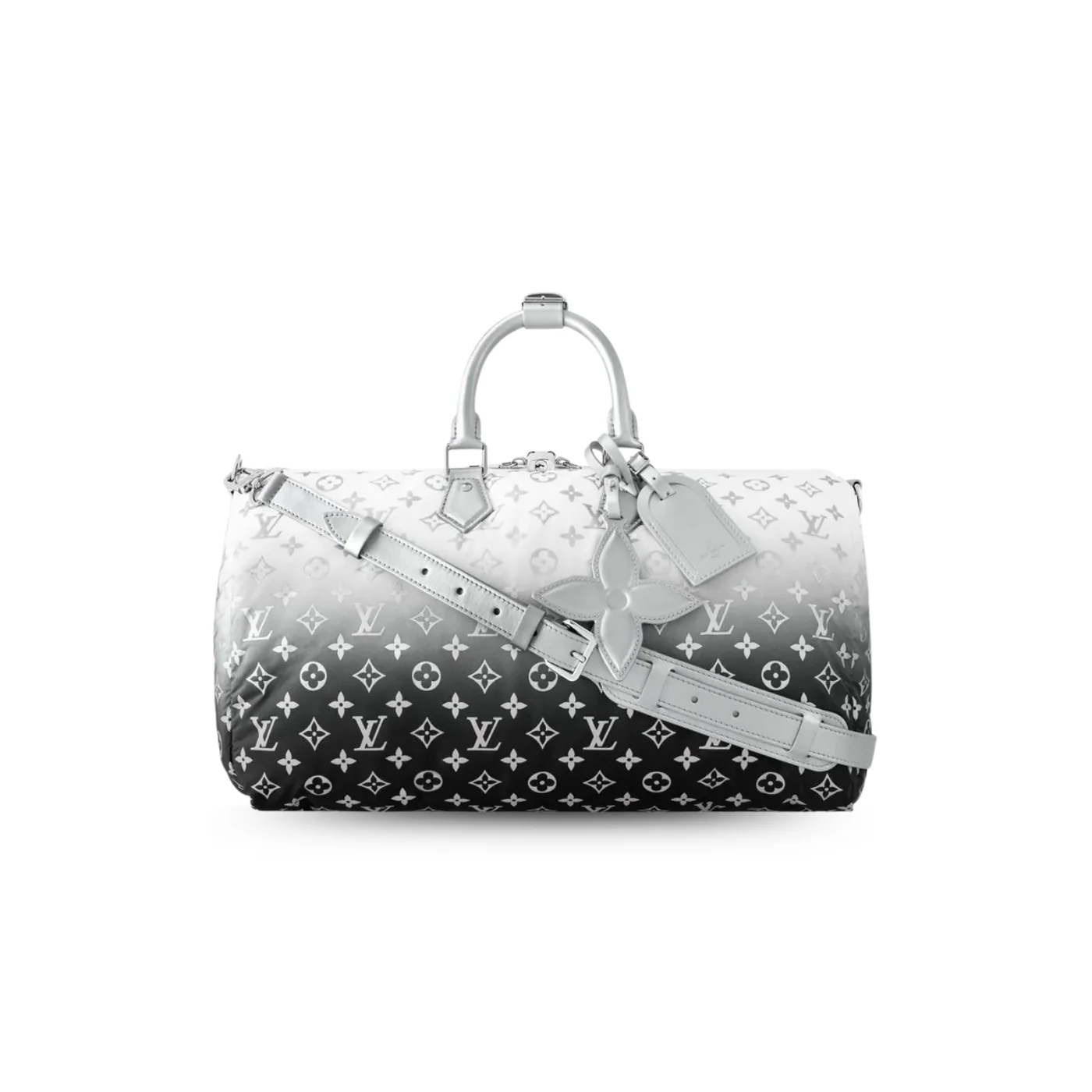 Louis Vuitton Keepall Bandouliere 45 Travel Bag in Frost Gradient Silver Hardware Louis Vuitton Keepall Bandouliere 45 Travel Bag in Frost Gradient Silver Hardware
