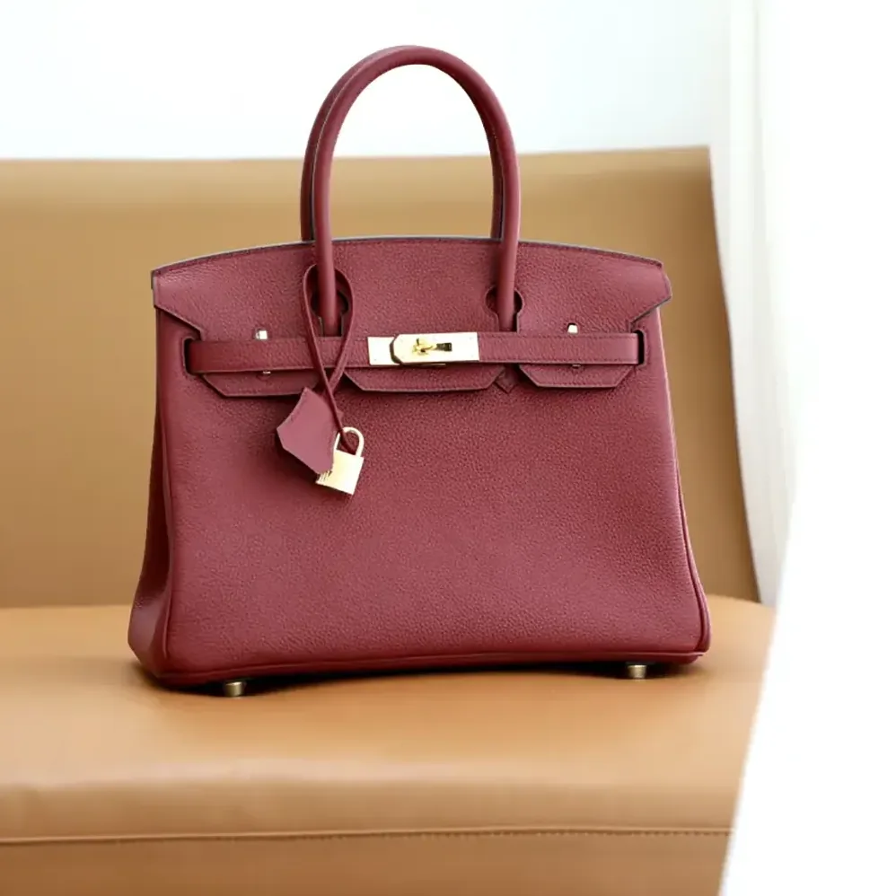 Hermes Birkin 30 Bag in Epsom Leather with Gold Hardware in Red/Gold
