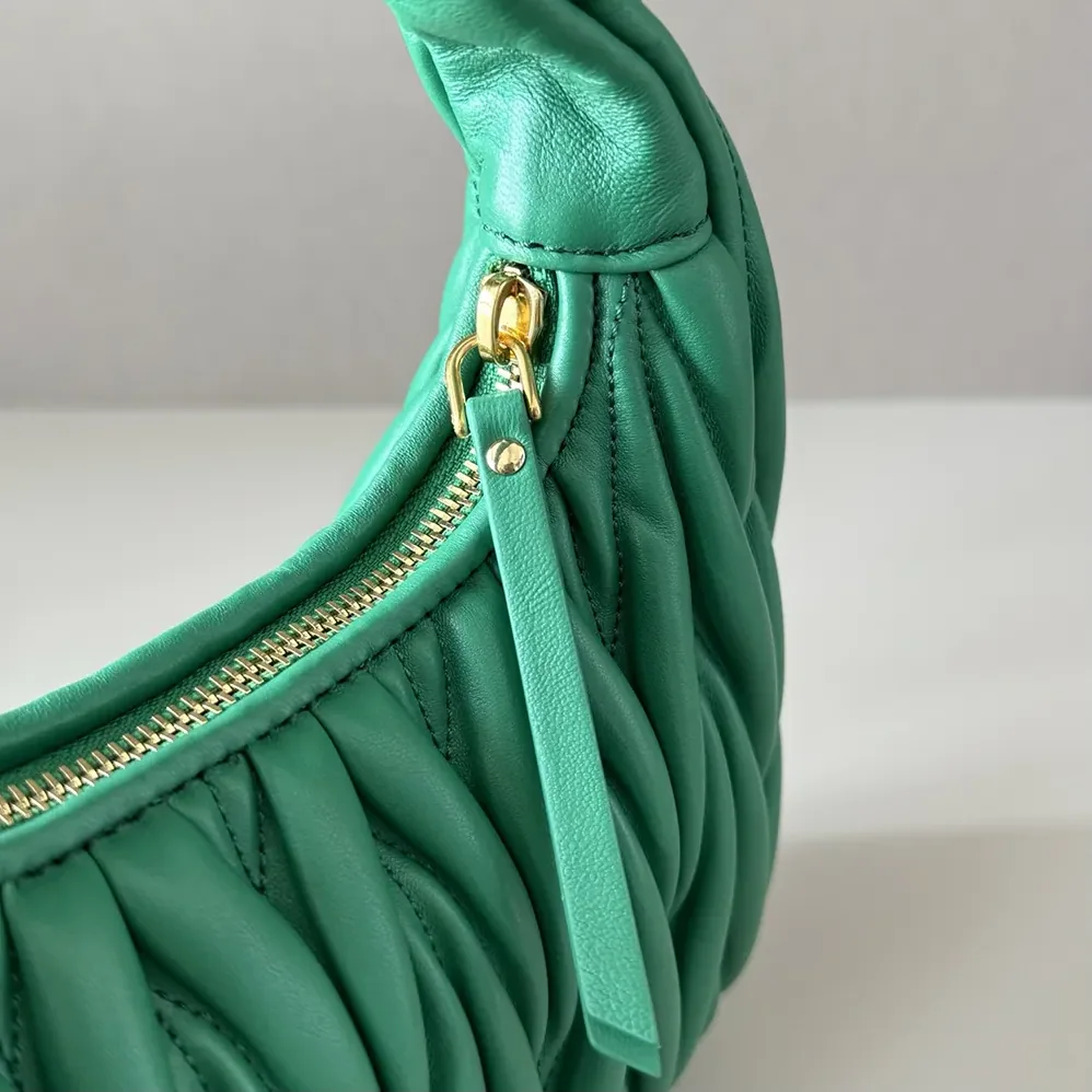 Miu Miu Wander Matelassé Nappa Leather Hobo Bag for Women in Green Miu Miu Wander Matelassé Nappa Leather Hobo Bag for Women in Green