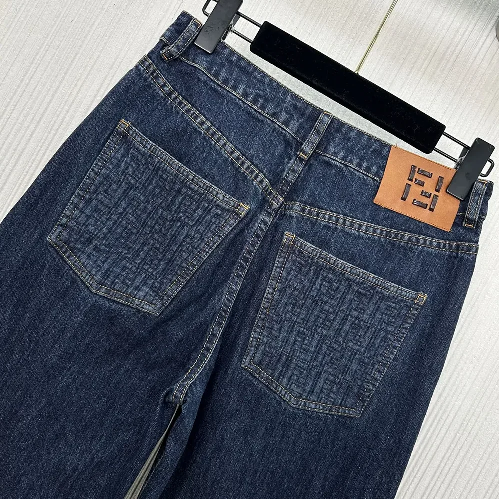 Fendi Long Jeans Dark Blue Denim Pants for Women Fendi Long Jeans Dark Blue Denim Pants for Women