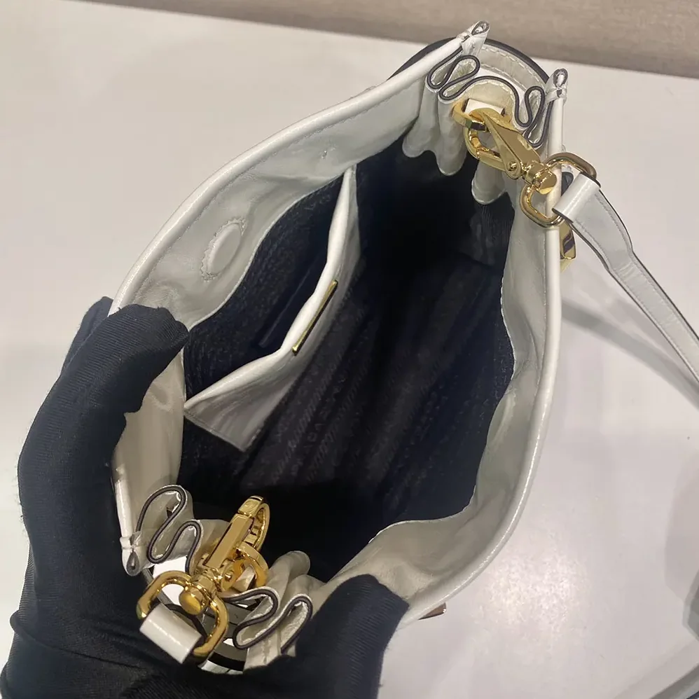 Prada Bonnie Leather Mini Shoulder Bag for Women in White Prada Bonnie Leather Mini Shoulder Bag for Women in White