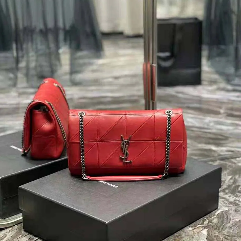 Saint Laurent YSL Jamie Medium Carre Reive Gauche in Lambskin for Women in Red