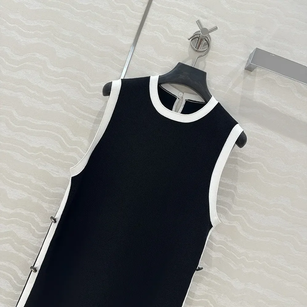 Dior Dioriviera Short Straight Dress Black and Ecru Technical Knit for Women