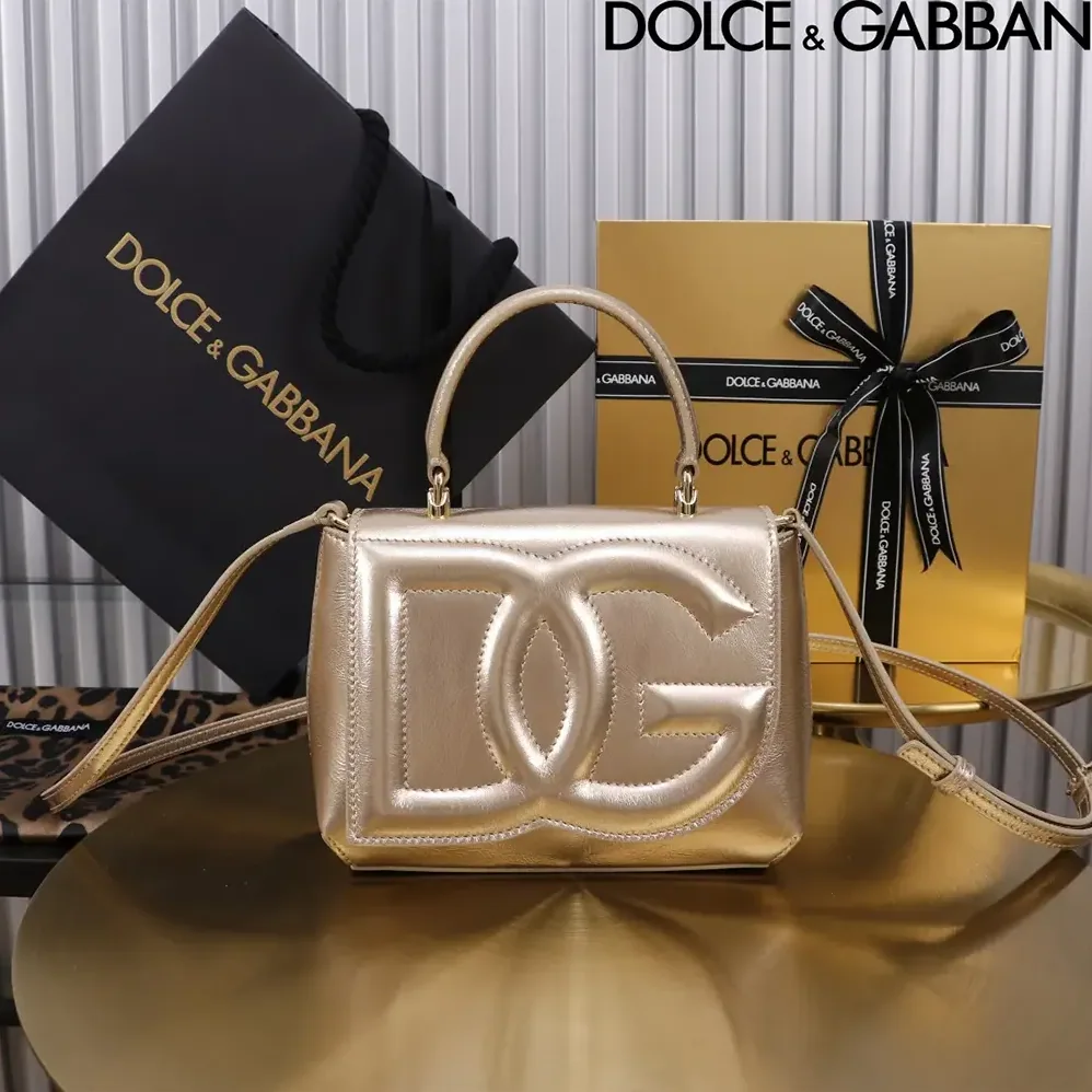Dolce Gabbana D&G DG Logo Bag Top-handle Bag for Women in Gold Dolce Gabbana D&G DG Logo Bag Top-handle Bag for Women in Gold