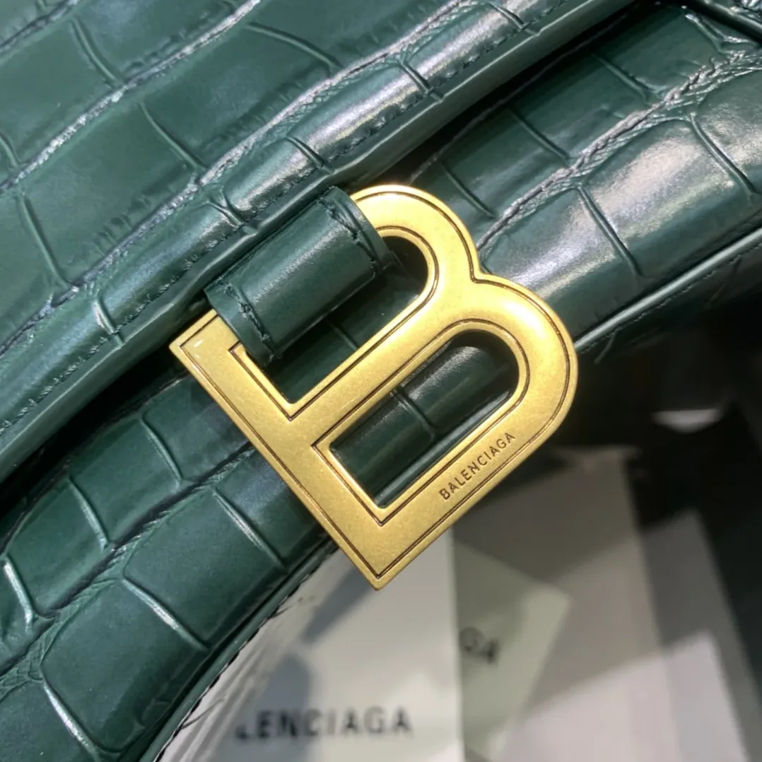 Balenciaga Hourglass Small Handbag In Dark Green