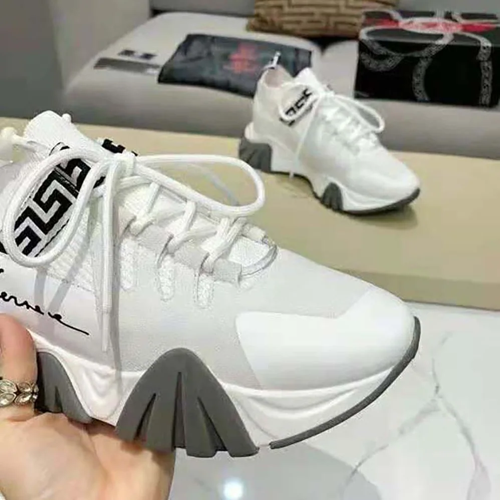 Versace Squalo Knit Sneakers for Women in White