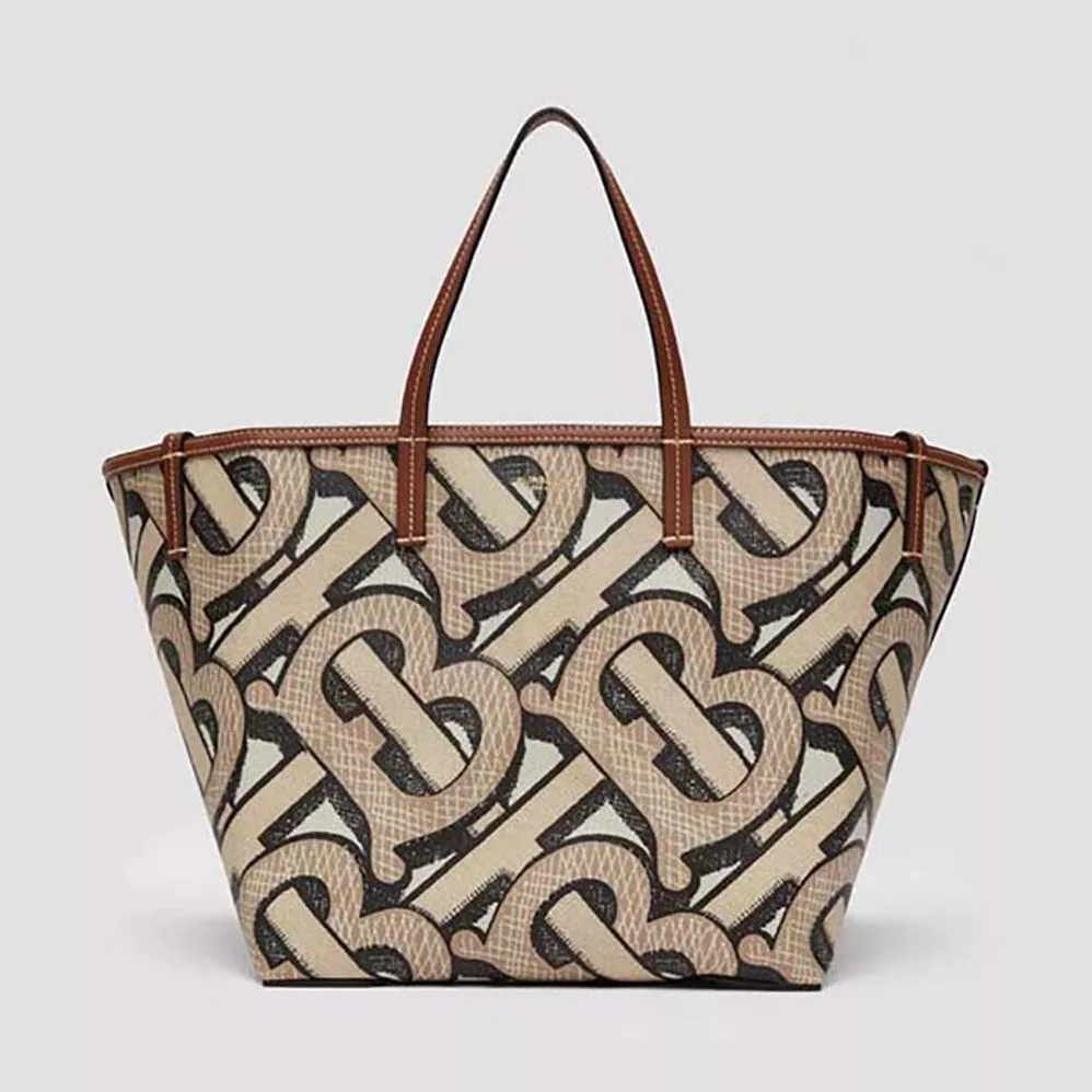 Burberry Mini Monogram Print E-canvas Beach Tote for Women in Brown