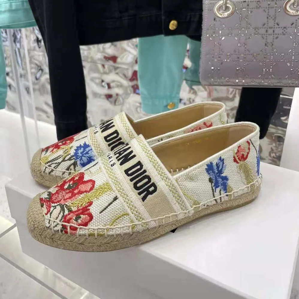 Dior Granville Espadrille Multicolor Cotton with Dior Hibiscus Embroidery for Women Dior Granville Espadrille Multicolor Cotton with Dior Hibiscus Embroidery for Women