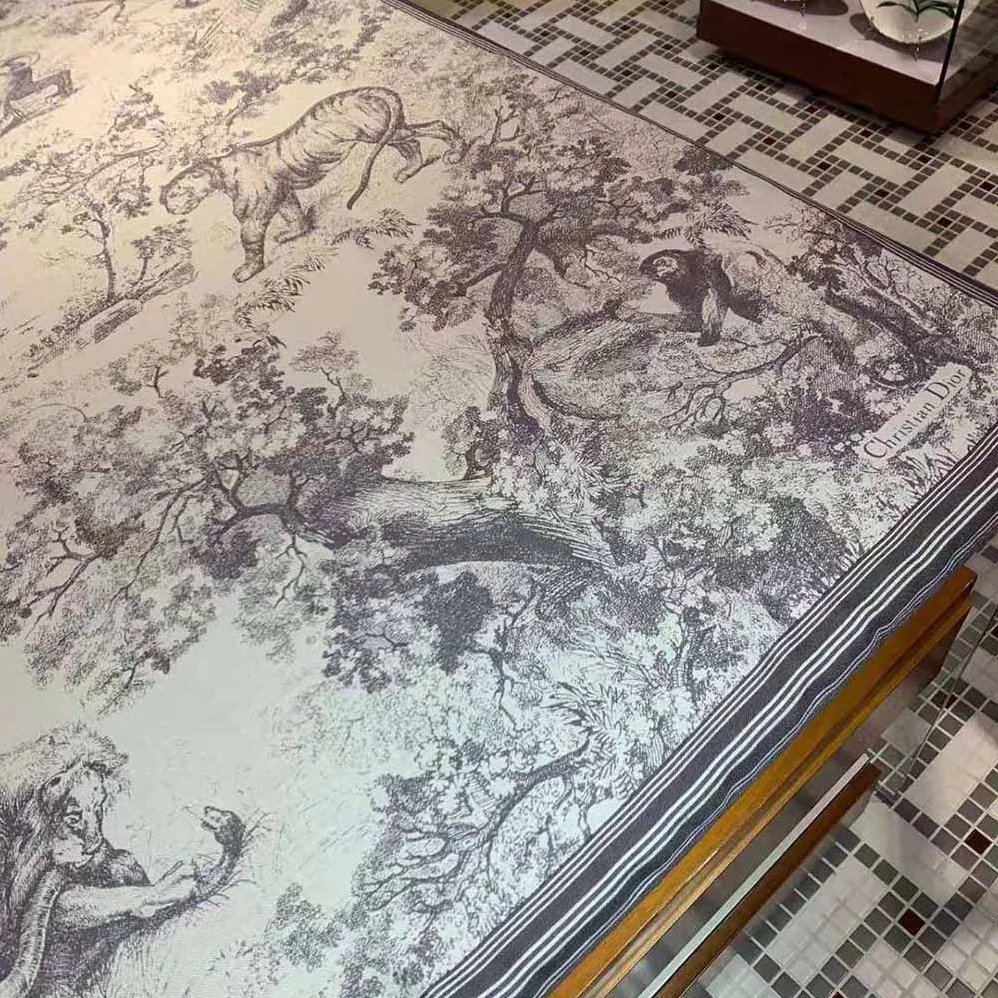 Dior Toile De Jouy Square Scarf Gray Silk Twill for Women