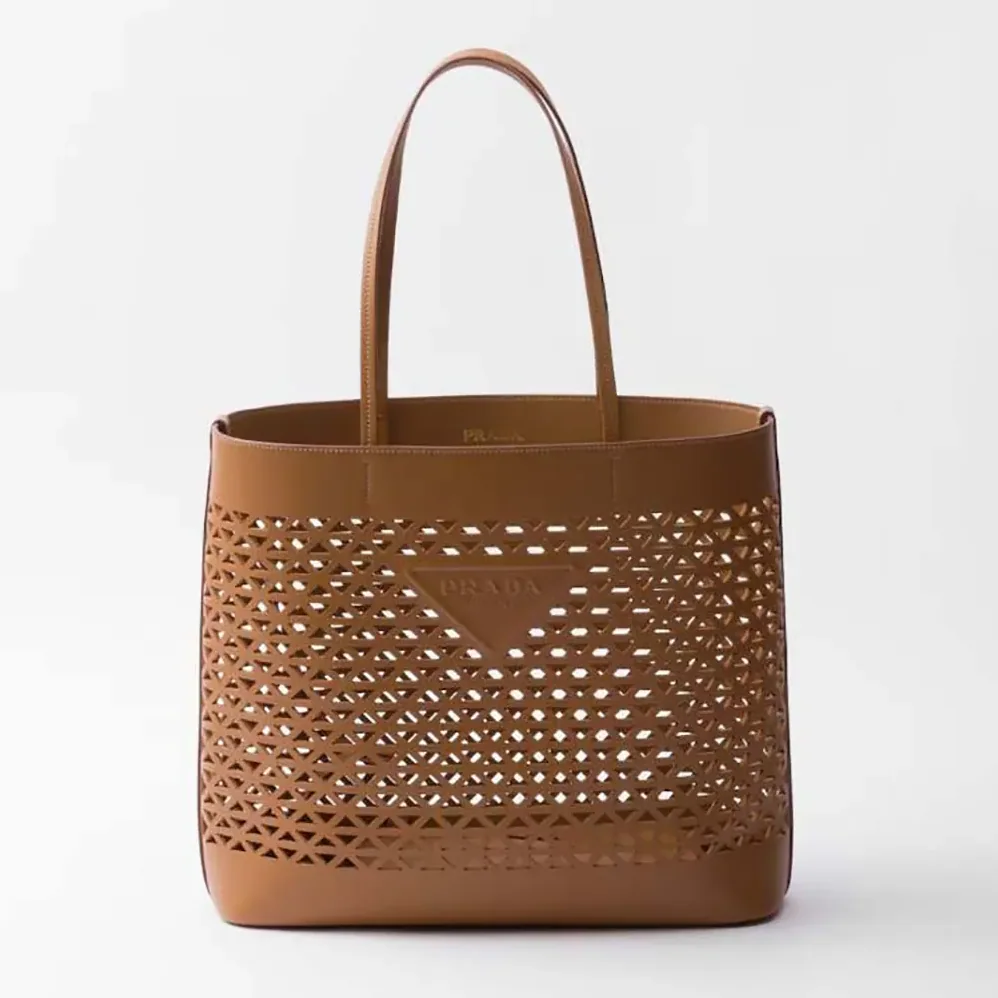 Prada Large Perforated Leather Tote Bag for Women