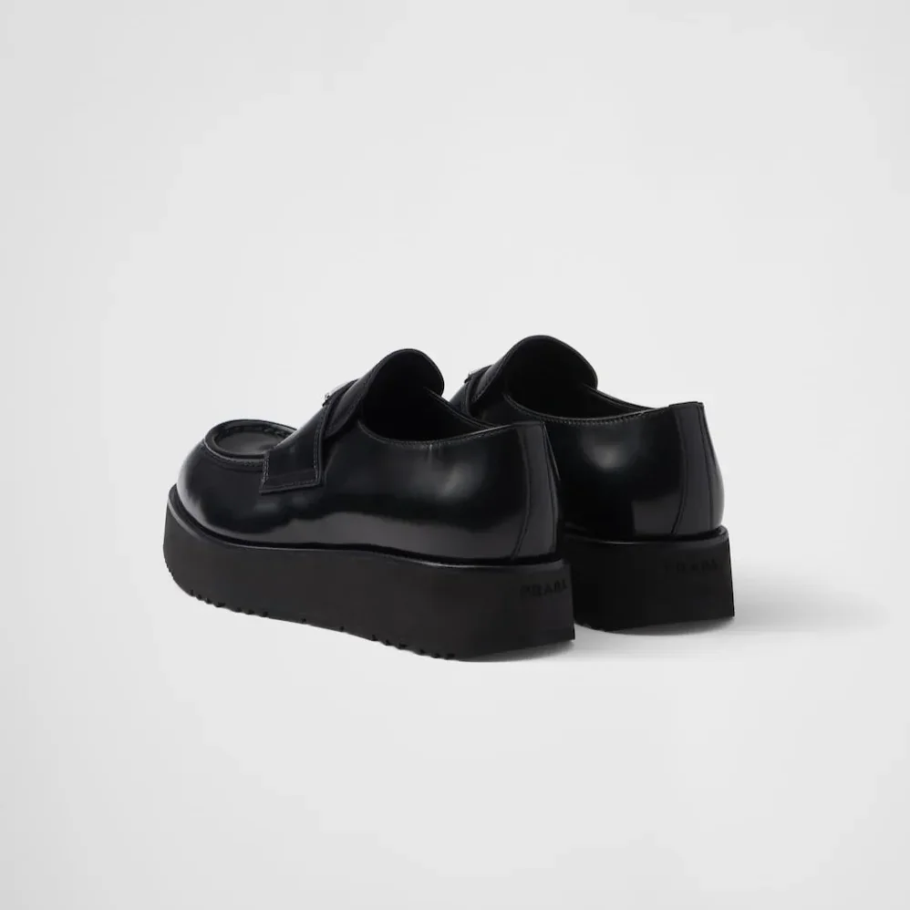 Prada Brushed Leather Loafers Black 2DG147_055_F0002_F_X023 Prada Brushed Leather Loafers Black 2DG147_055_F0002_F_X023