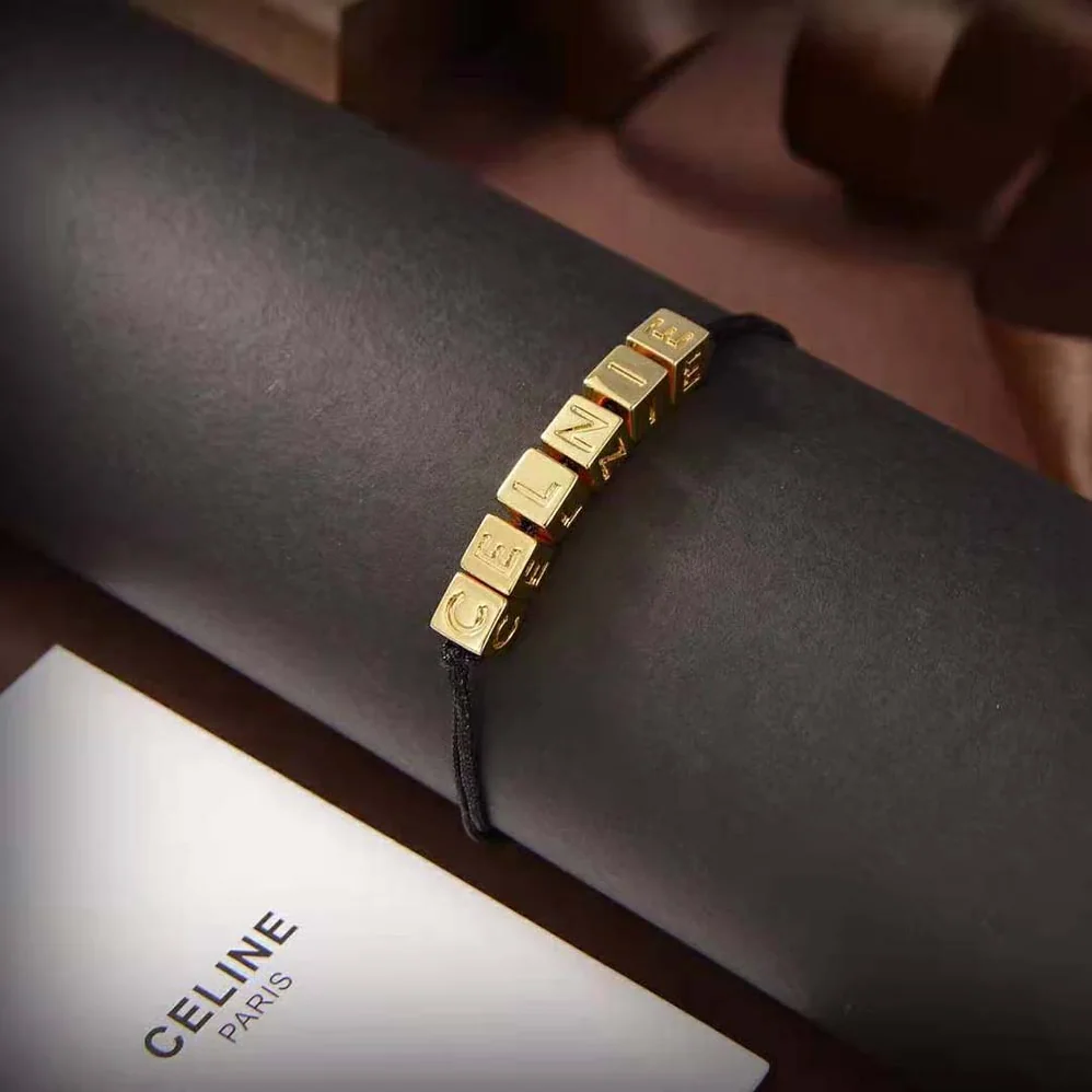 Celine Beach Bracelet in Brass with Gold Finish and Polyester for Women