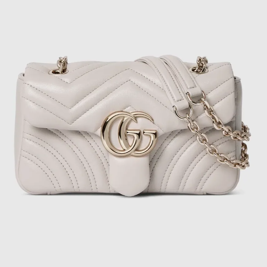 Gucci Marmont Small Shoulder Bag in Light Grey Gold Hardware Gucci Marmont Small Shoulder Bag in Light Grey Gold Hardware