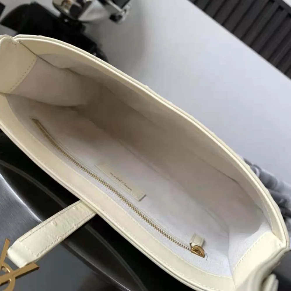 Saint Laurent YSL Le 5 A 7 Hobo Bag in Ostrich for Women in White