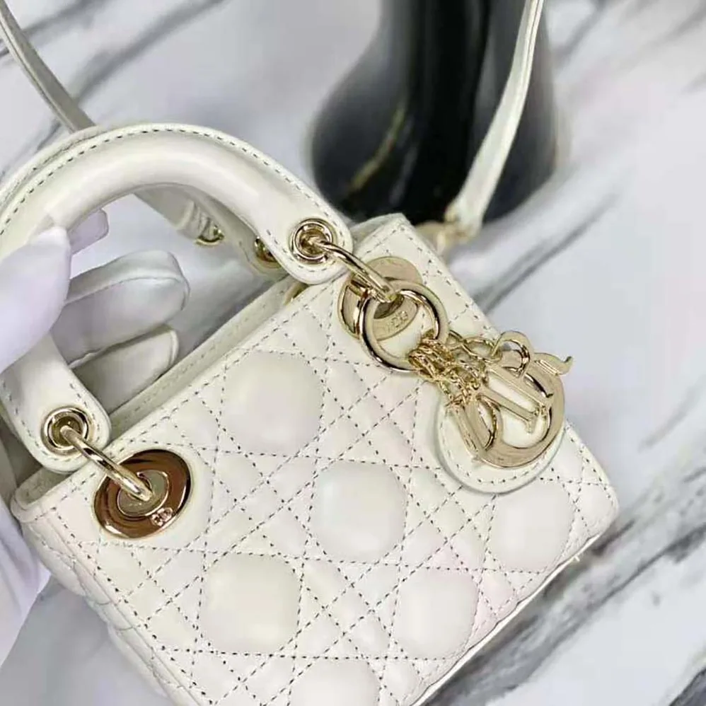 Dior Micro Lady Dior Bag Latte Cannage Lambskin for Women