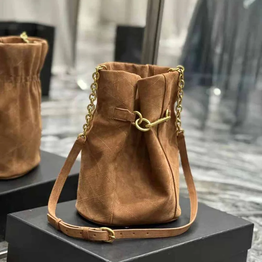 Saint Laurent YSL Le Maillon Bucket Bag in Suede for Women Saint Laurent YSL Le Maillon Bucket Bag in Suede for Women