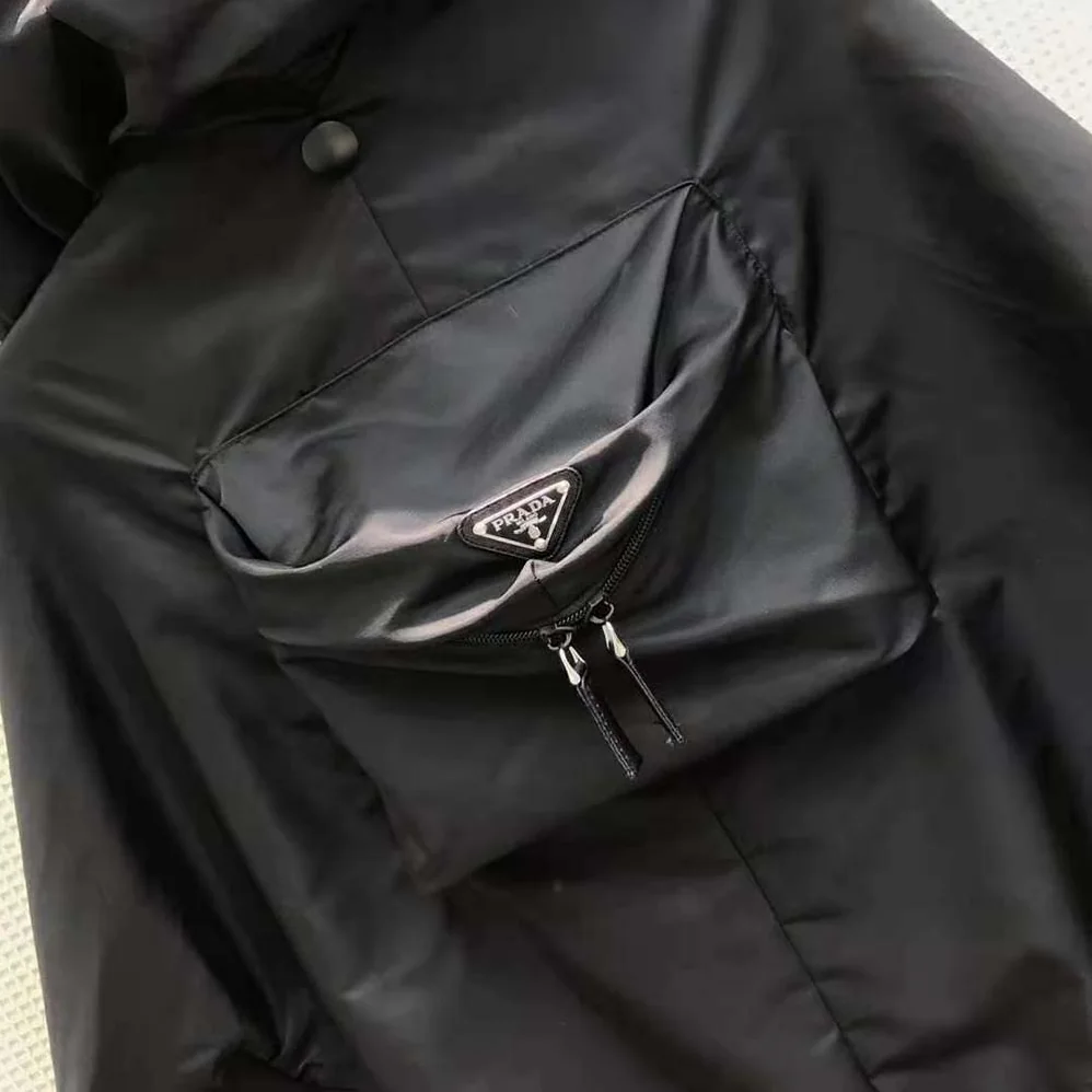 Prada Re-Nylon Gabardine Hooded Blouson Jacket for Women in Black Prada Re-Nylon Gabardine Hooded Blouson Jacket for Women in Black