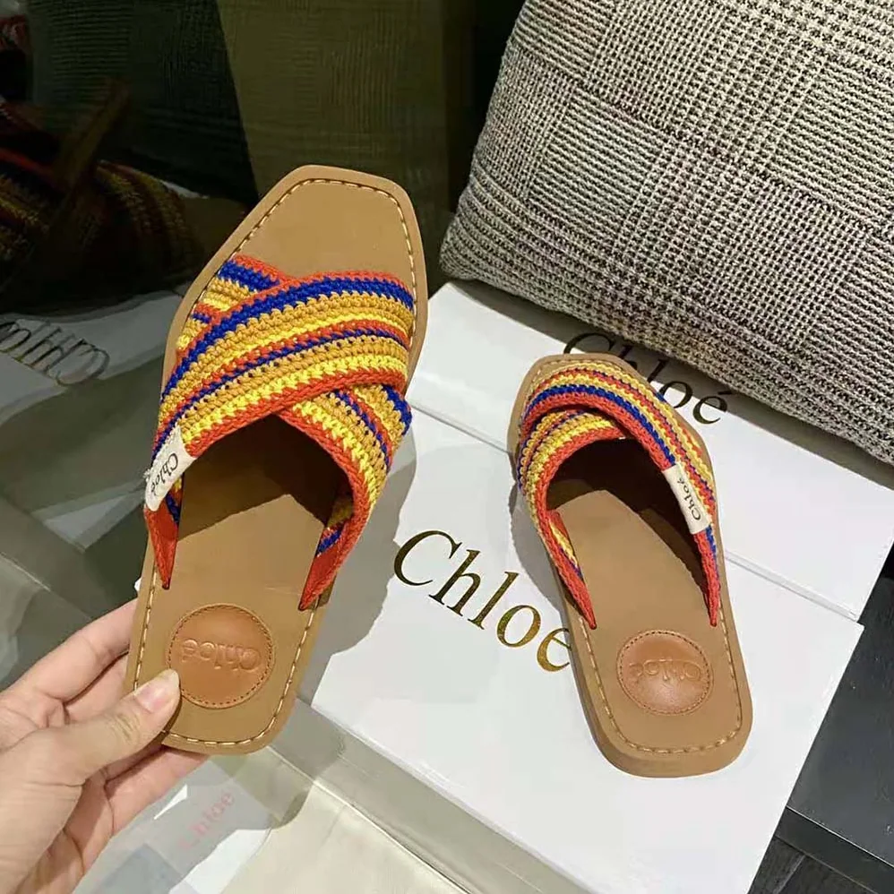 Chloe Woody Flat Mule for Women in Yellow