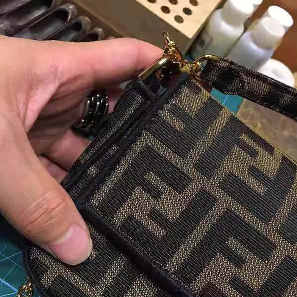 Fendi Mini Baguette Brown Fabric Bag for Women Fendi Mini Baguette Brown Fabric Bag for Women