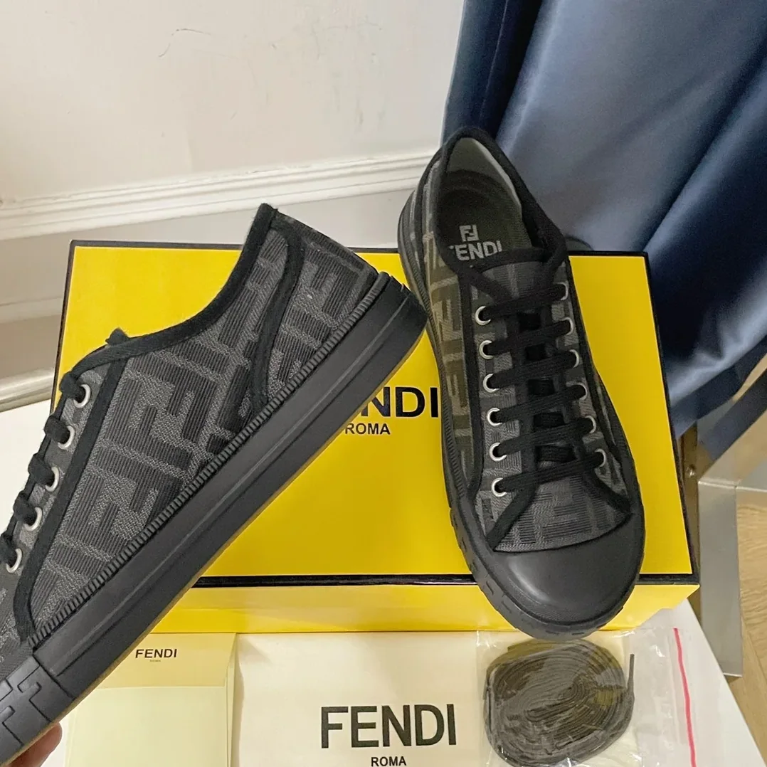 Fendi Domino Black FF Fabric Low in Tops