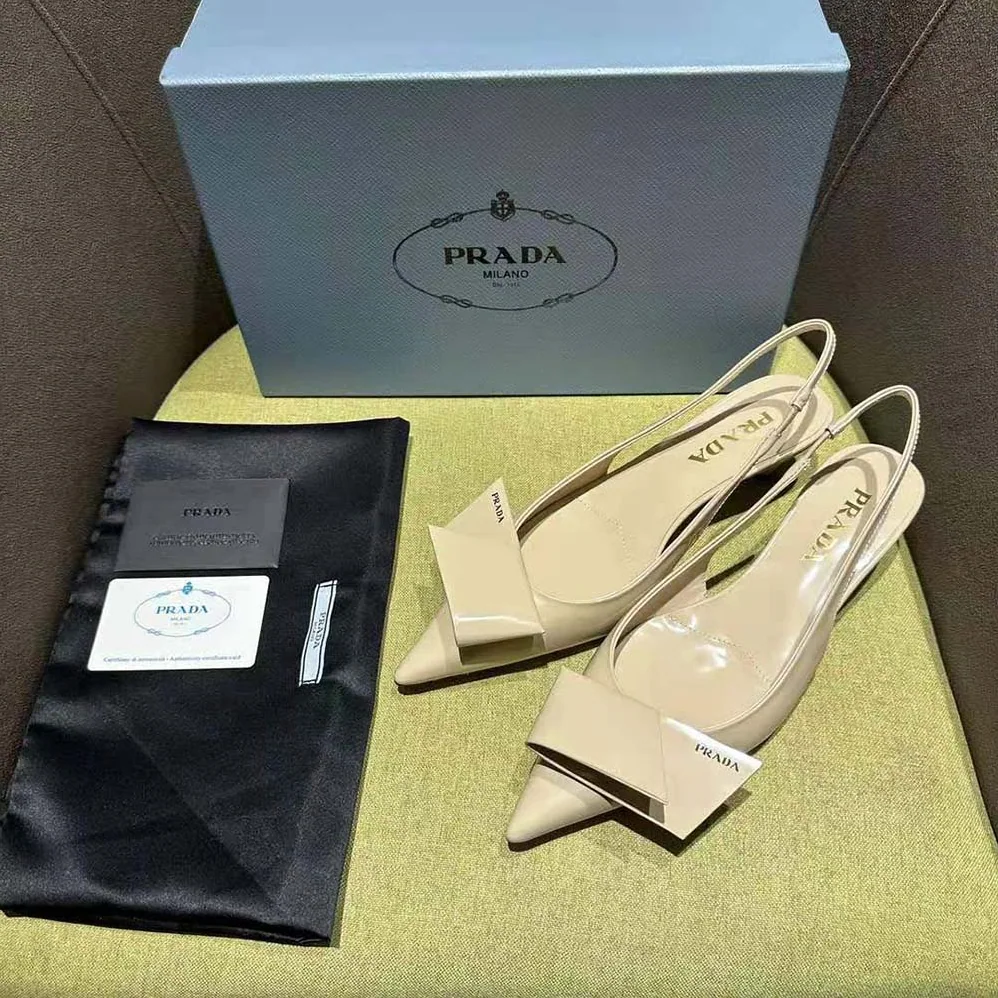 Prada Brushed Leather Slingback Pumps for Women in Pink