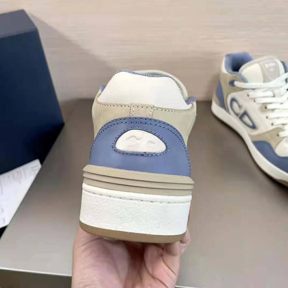 Dior B57 Mid-Top Sneaker Blue and Cream Smooth Calfskin and Beige Suede for Men