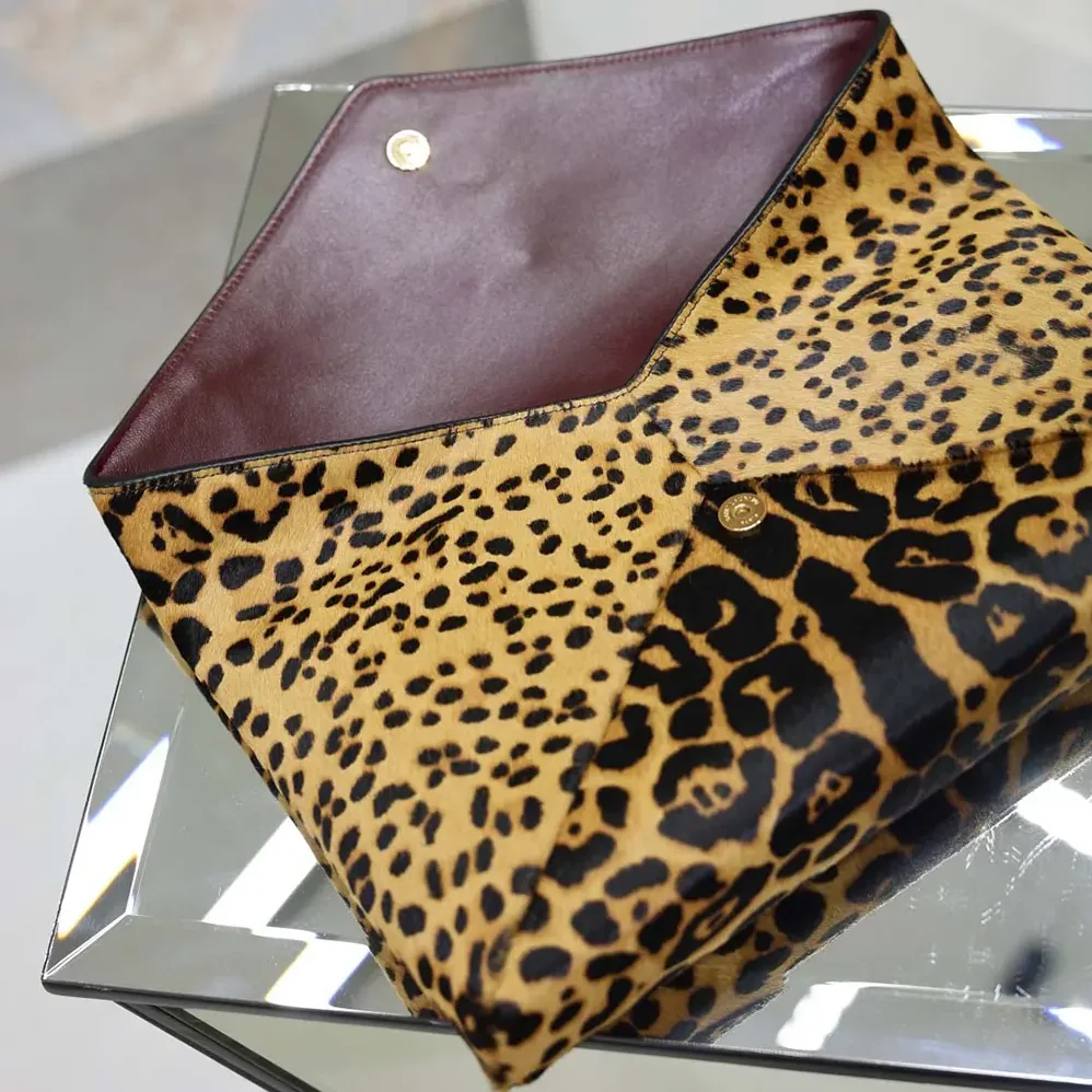 Saint Laurent YSL Cassandre Large Envelope Pouch In Pony Hair Leather 30cm for Women