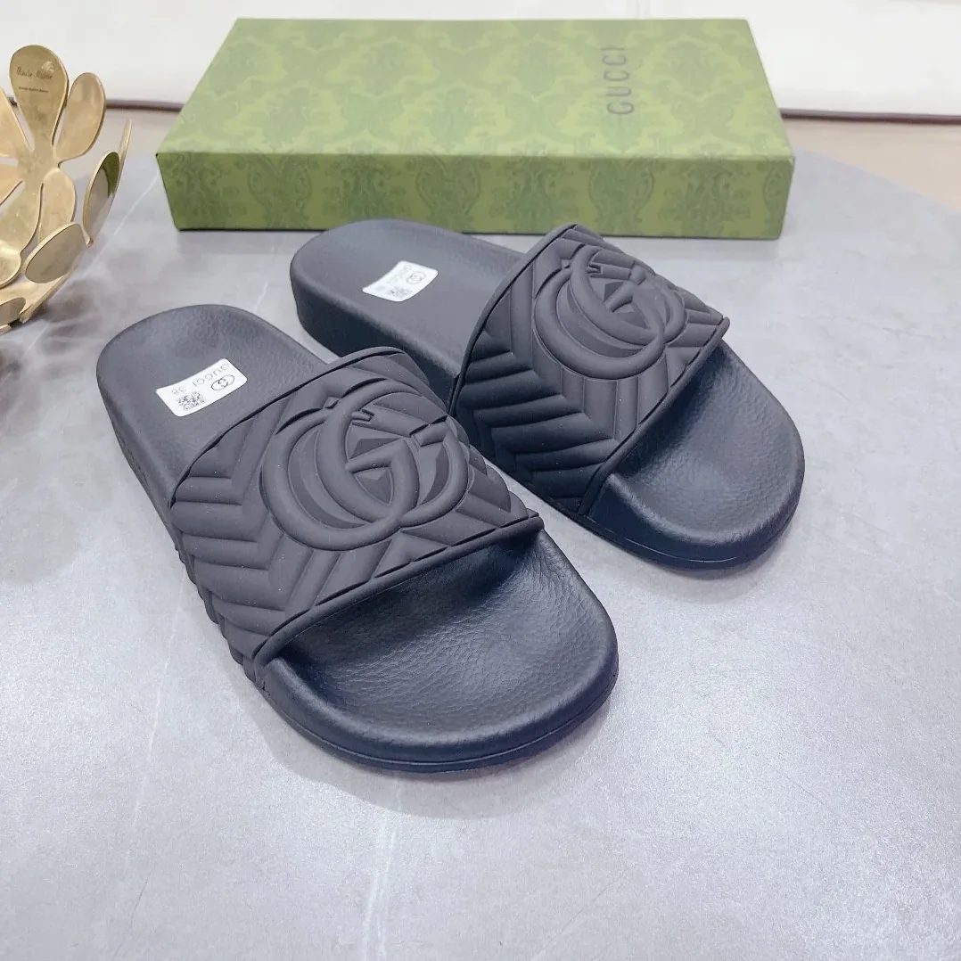 Gucci Quilted GG Rubber Slide Black for Men