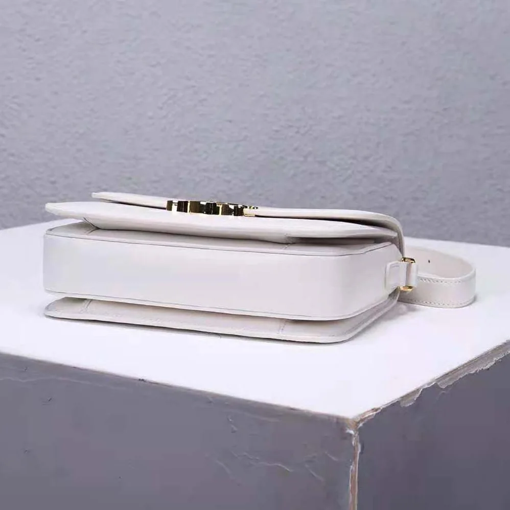 Celine Medium Triomphe Bag in Shiny Calfskin for Women in White Celine Medium Triomphe Bag in Shiny Calfskin for Women in White