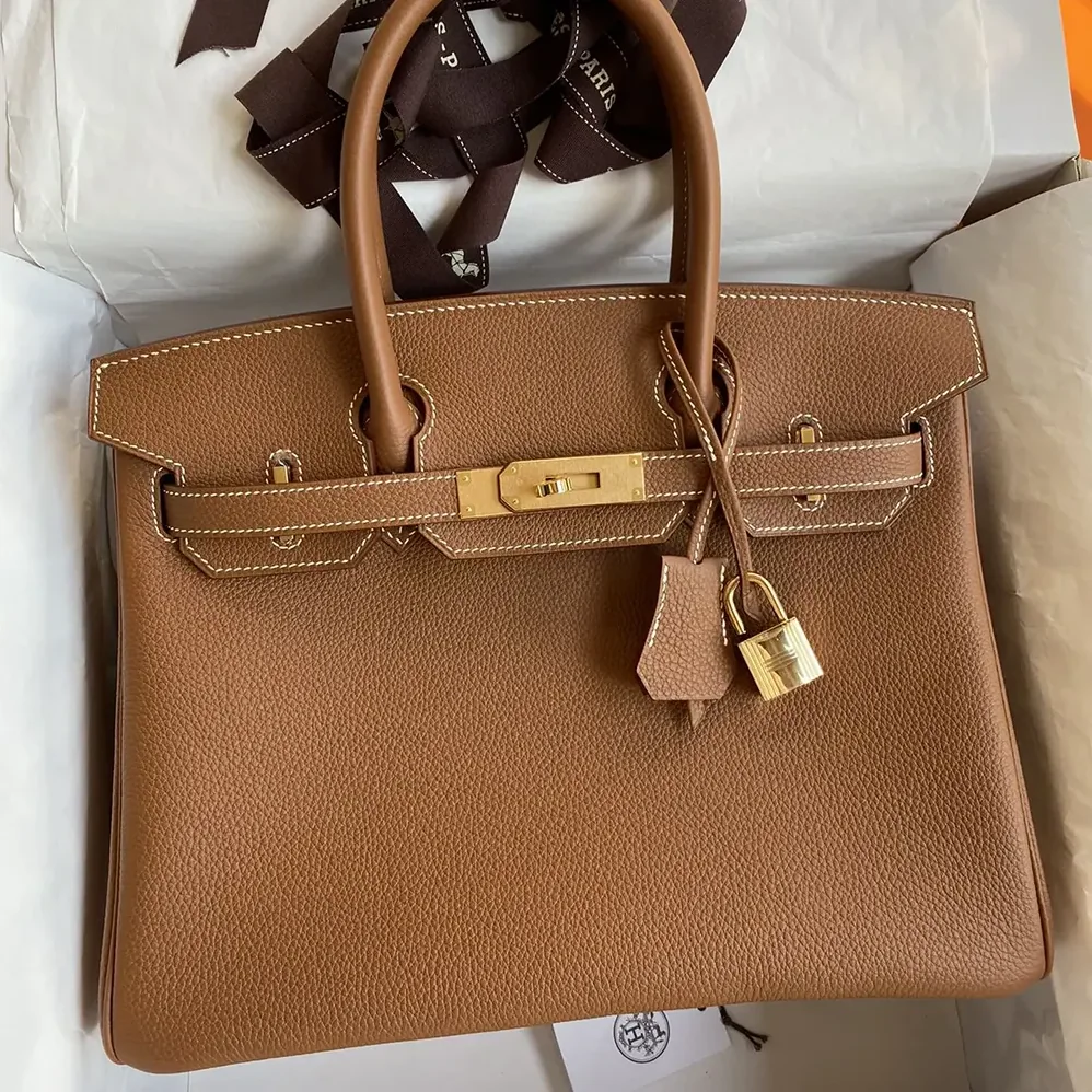 Hermes Birkin 30 Bag in Epsom Leather with Gold Hardware in Brown/Gold