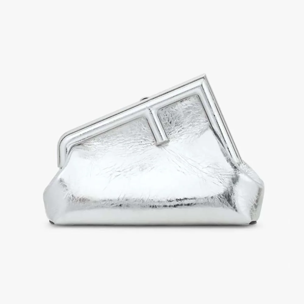 Fendi First Small Silver Laminated Leather Bag for Women Fendi First Small Silver Laminated Leather Bag for Women