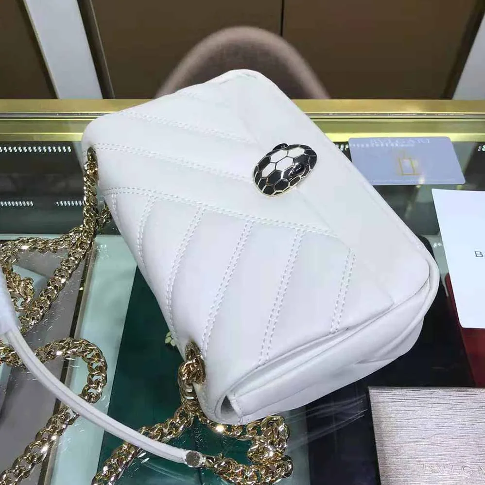 Bvlgari Serpenti Cabochon Shoulder Bag for Women in White