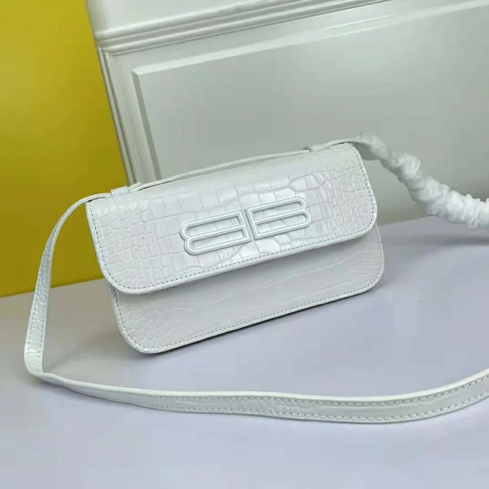 Balenciaga Gossip Small Bag in Extra Supple Crocodile Embossed Calfskin in White for Women Balenciaga Gossip Small Bag in Extra Supple Crocodile Embossed Calfskin in White for Women