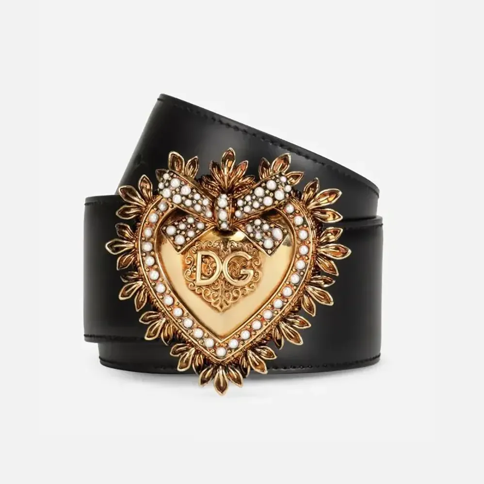 Dolce Gabbana D&G Leather Devotion Belt for Women in Black