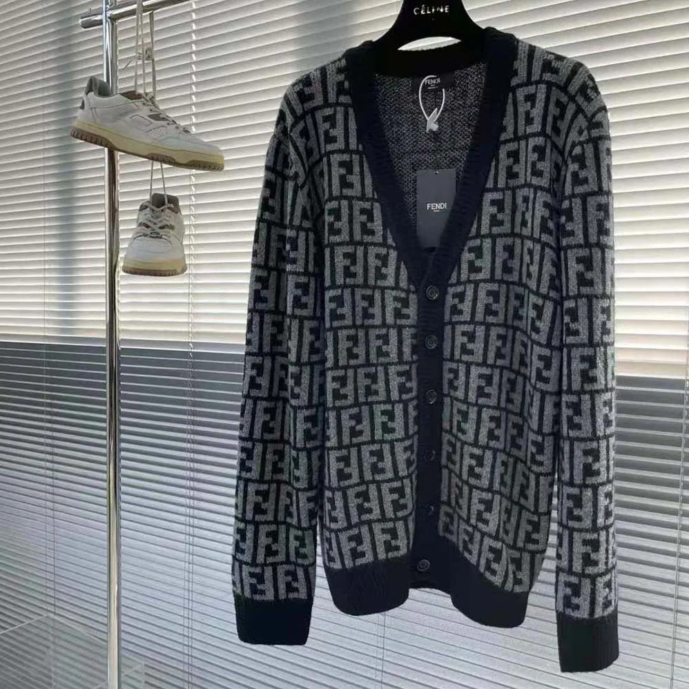 Fendi Black Cashmere Cardigan-FZC433APPAF05HY for Men