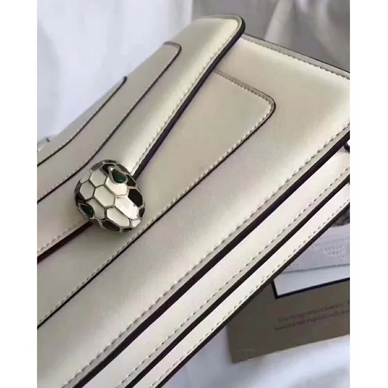 Bvlgari Serpenti Forever Medium Flap Cover Chain Bag Calfskin in White Bvlgari Serpenti Forever Medium Flap Cover Chain Bag Calfskin in White