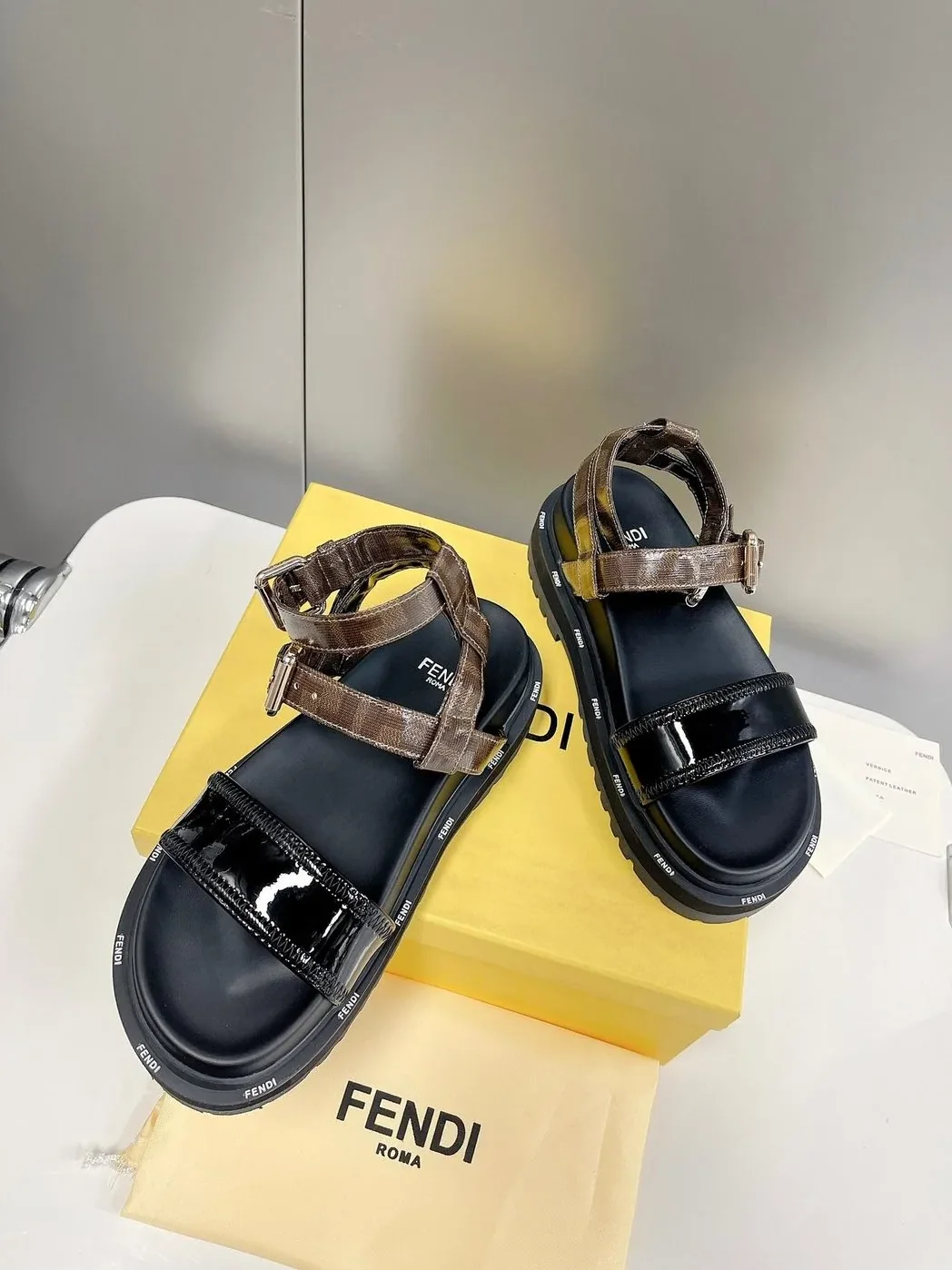 Fendi Black Jacquard Sandals Fendi Black Jacquard Sandals