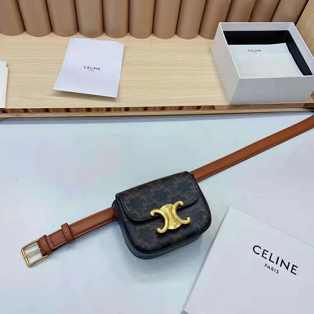 Celine Belt Bag Triomphe Belt in Triomphe Canvas and Calfskin for Women Celine Belt Bag Triomphe Belt in Triomphe Canvas and Calfskin for Women