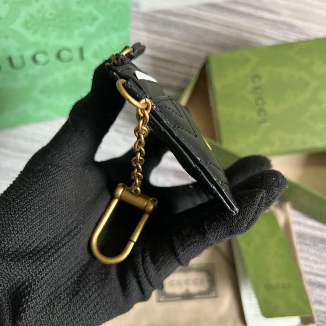 Gucci GG Marmont Keychain Wallet Black DTDHT 1000 /