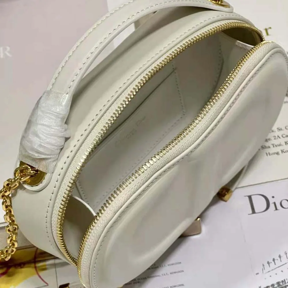 Dior CD Signature Oval Camera Bag Latte Calfskin with Embossed CD Signature for Women