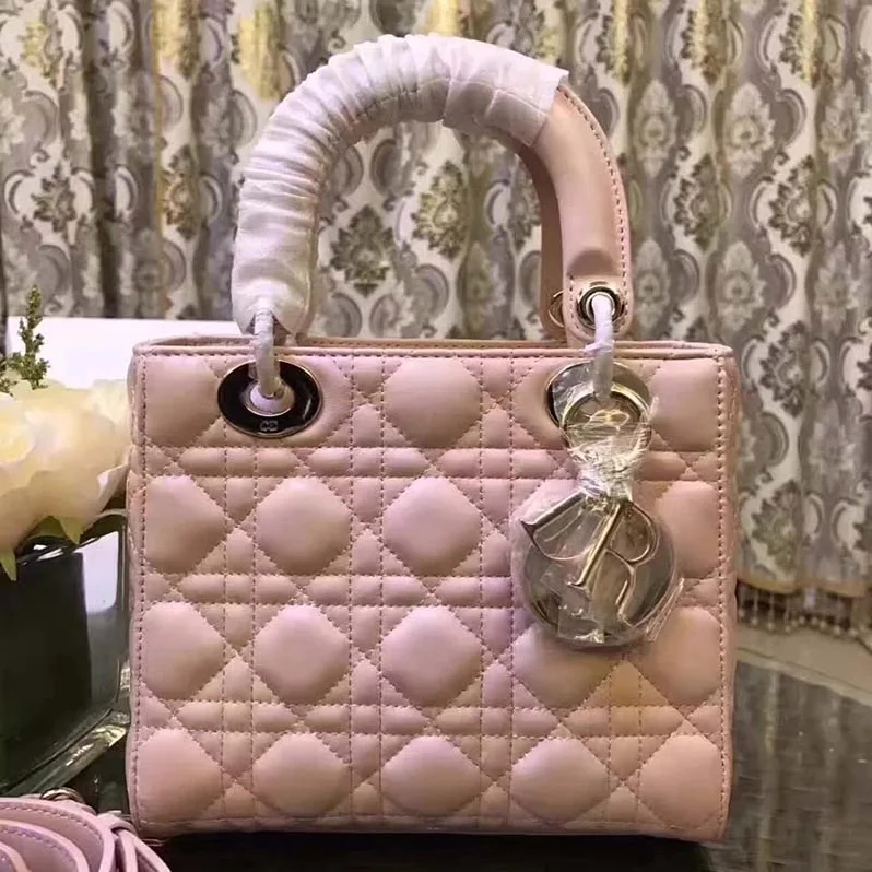 Dior My Lady Dior Bag in Cannage Lambskin in Pink