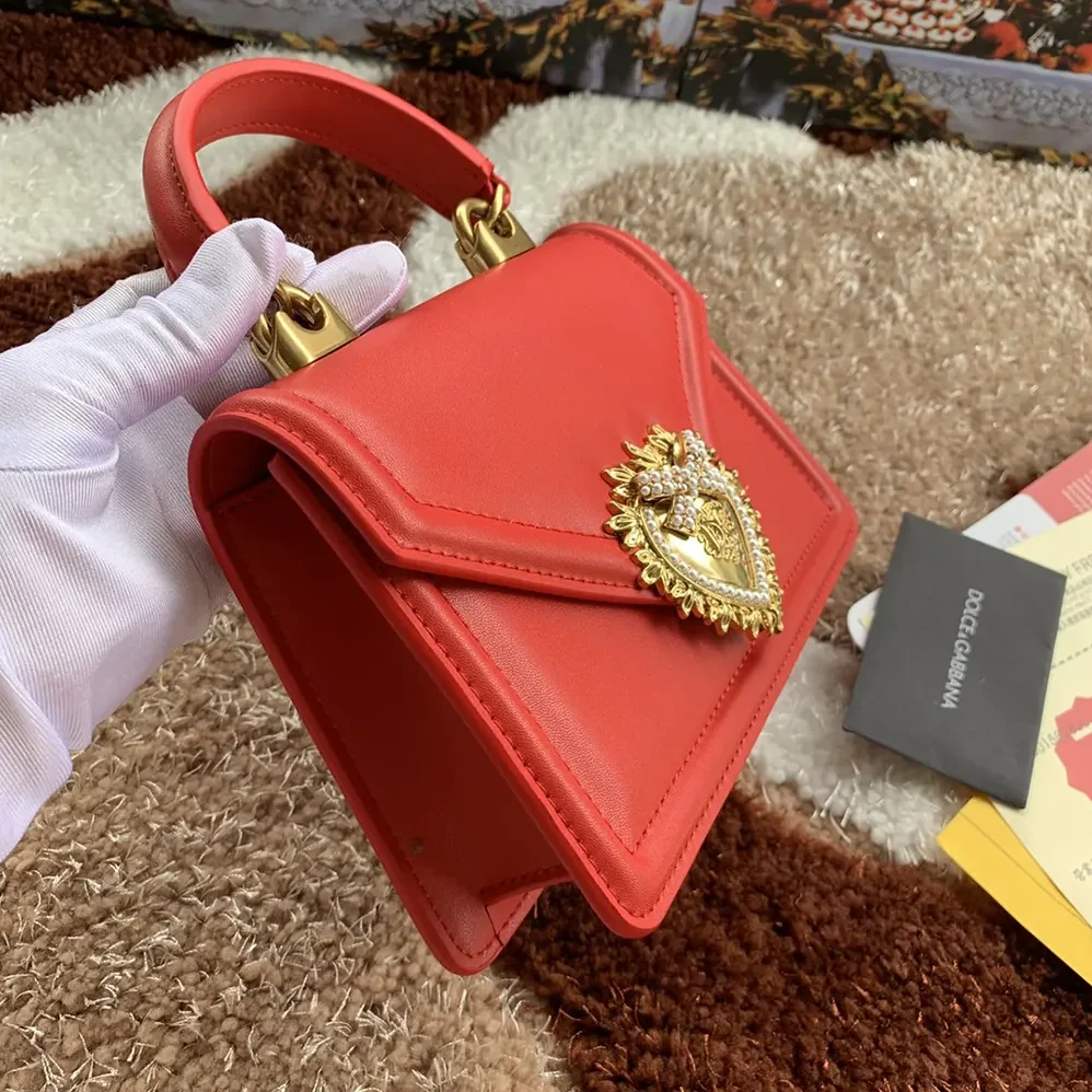 Dolce Gabbana D&G Medium Smooth Calfskin Devotion Bag for Women in Red