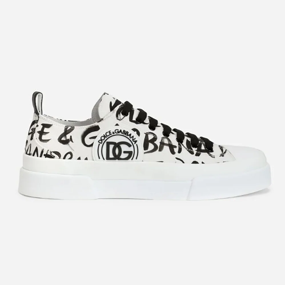 Dolce Gabbana D&G Canvas Portofino Light Sneakers with DG Logo Print for Women Dolce Gabbana D&G Canvas Portofino Light Sneakers with DG Logo Print for Women